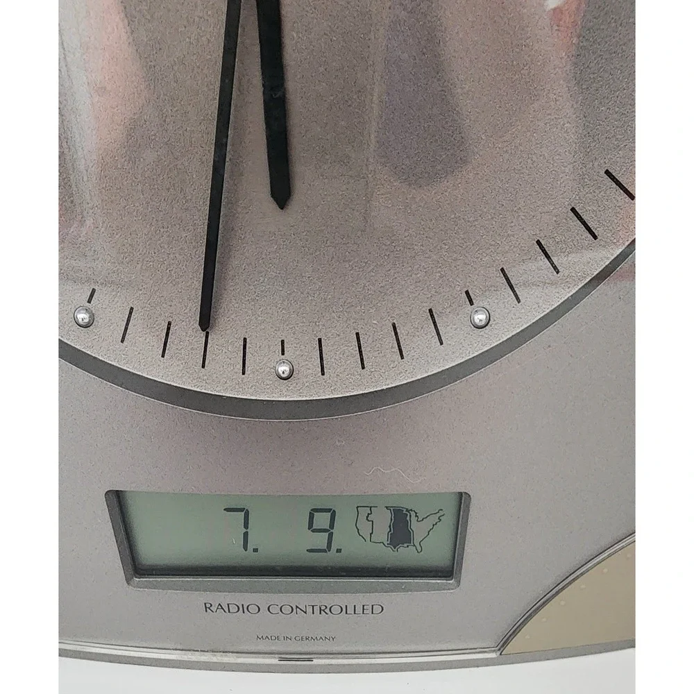 Junghans Mega Radio Controlled Desk Clock Silver German Modernist 308/0100